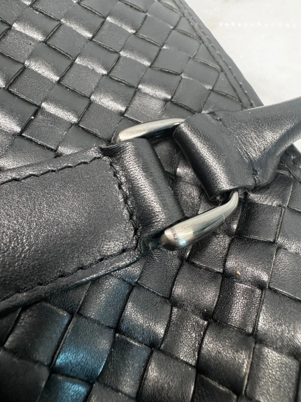 RARE VINTAGE LL Bean Field & Town Woven Leather Large Tote Bag Black 15